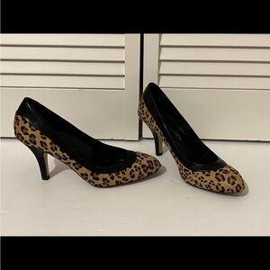 Franco Sarto REAL fur calf hair leopard shoes - size 8.5 - paid $295